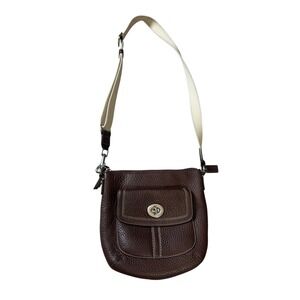Coach Hamilton Brown Pebbled Leather Swingpack Crossbody Shoulder Bag Handbag